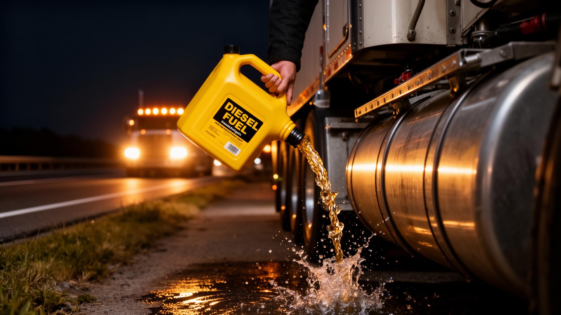 Diesel fuel being delivered to a stranded semi truck on a Pennsylvania highway